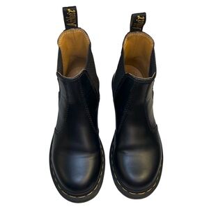 Dr. Martens | 2976 Chelsea Smooth Black Leather Yellow Stitch Boots - Women’s 6
